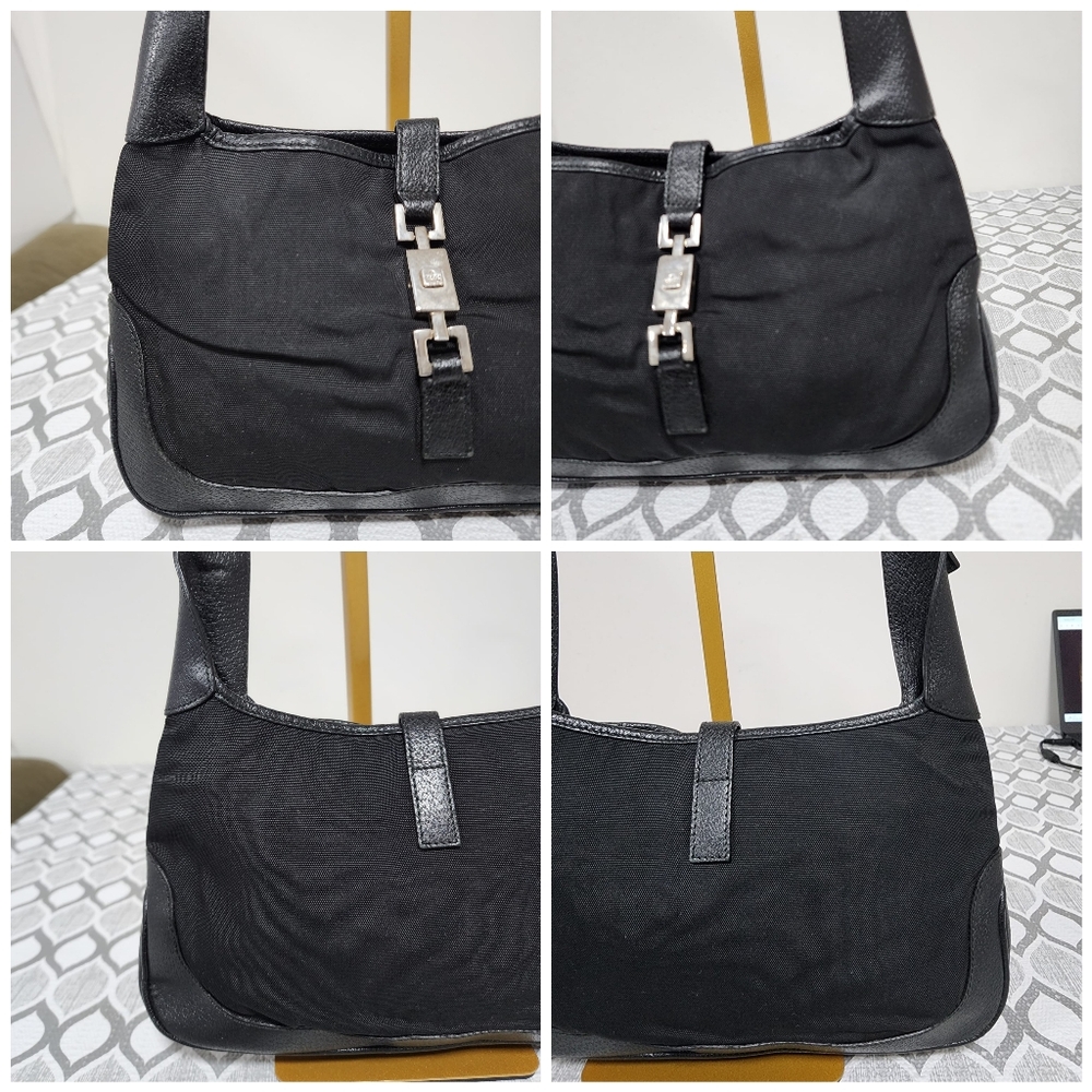 GUCCI Vintage GG Canvas Jackie Denim Shoulder Bag Black - Picture 9 of 13